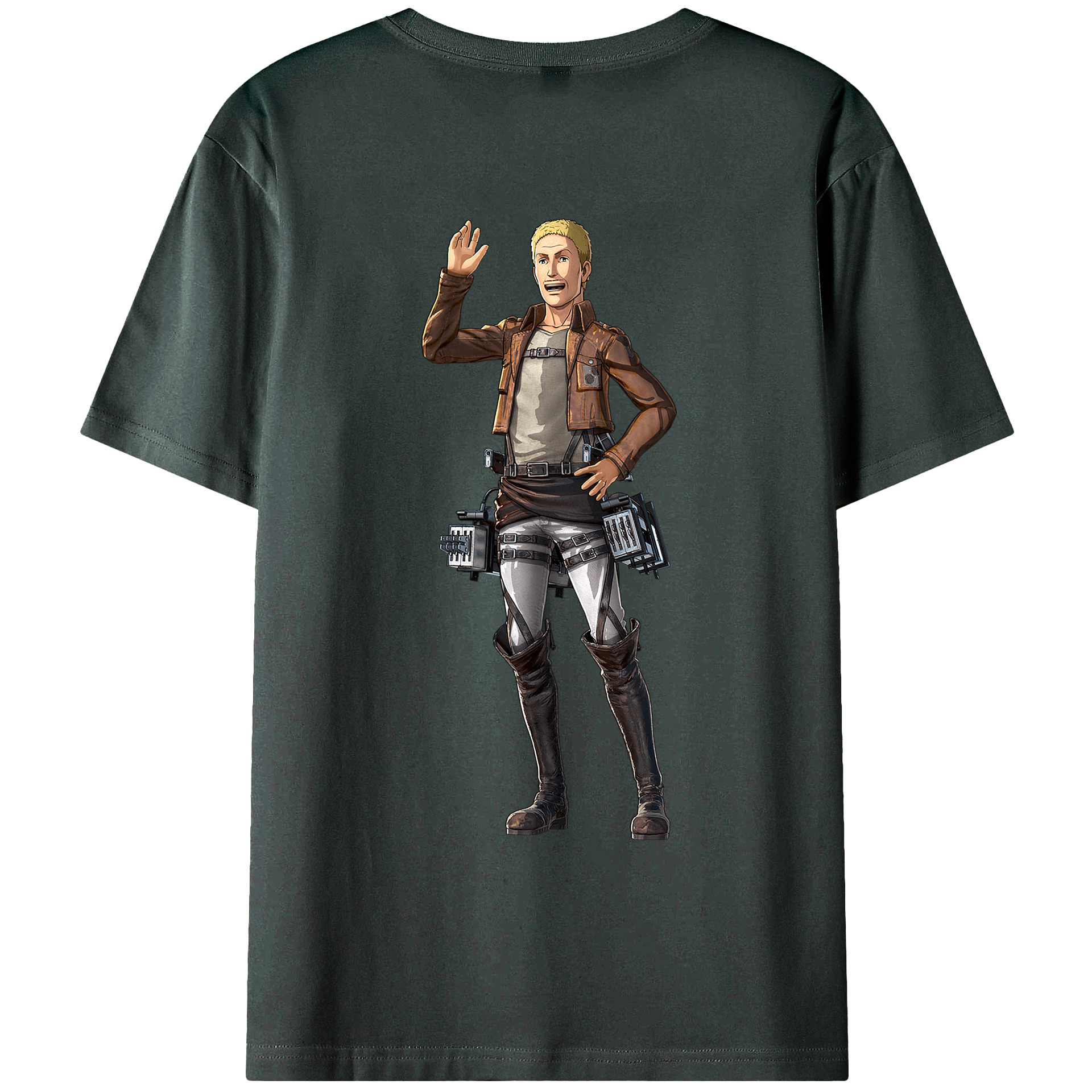 （画像用） 進撃の巨人 ハンネス Attack on Titan Hannes 綿100％ メンズ半袖Tシャツ（バックプリント） 通気性